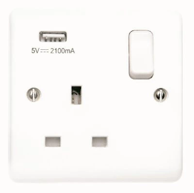 Aspire White Plug Socket with USB Charging