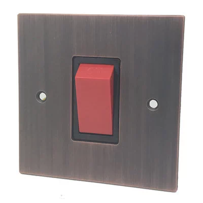 Heritage Flat Antique Copper 50 Amp Double Pole Switch (Cooker)