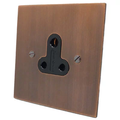 Heritage Flat Antique Copper Round Pin Unswitched Socket (For Lighting)