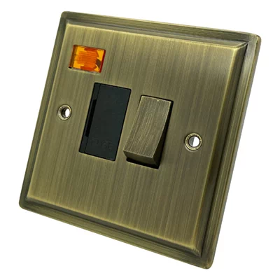 Art Deco Antique Brass Switched Fused Spur
