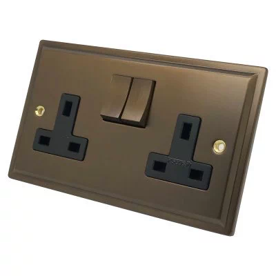 Art Deco Bronze Antique Switched Plug Socket