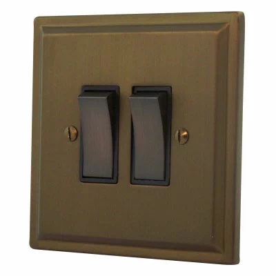 Art Deco Bronze Antique Button Dimmer and Toggle Switch Combination