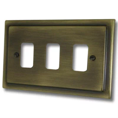 Art Deco Classic Grid Antique Brass Sockets & Switches