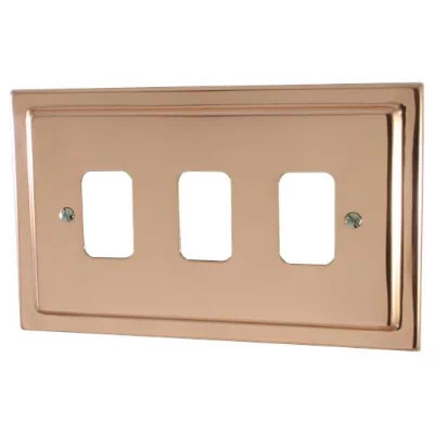 Art Deco Classic Grid Polished Copper Sockets & Switches