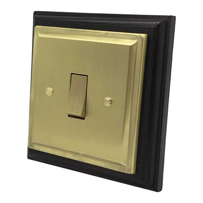 Art Deco Oak -  Satin Brass Round Pin Unswitched Socket (For Lighting)