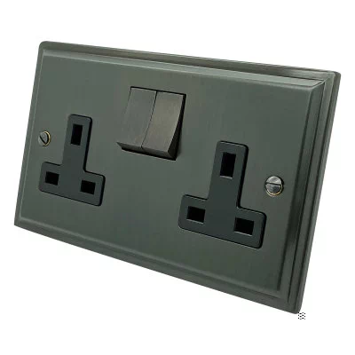 Art Deco Old Bronze Switched Plug Socket