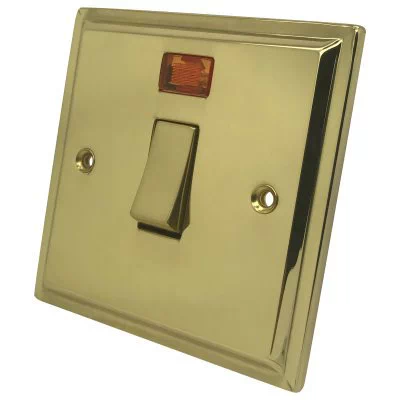 Art Deco Polished Brass 50 Amp Double Pole Switch (Cooker)