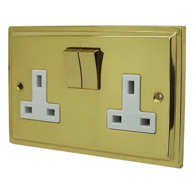 Art Deco Polished Brass Switched Plug Socket