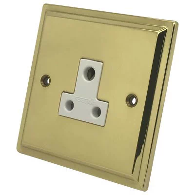Art Deco Polished Brass Round Pin Unswitched Socket (For Lighting)