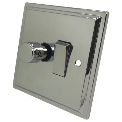 Art Deco Polished Chrome Dimmer and Light Switch Combination