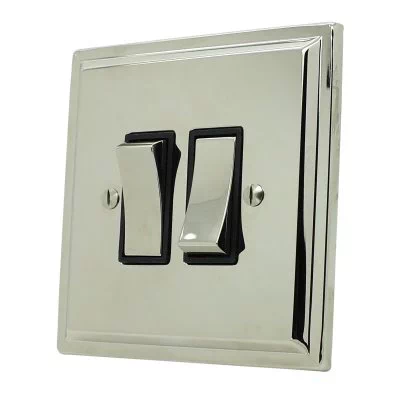 Art Deco Polished Nickel Intermediate Switch and Light Switch Combination