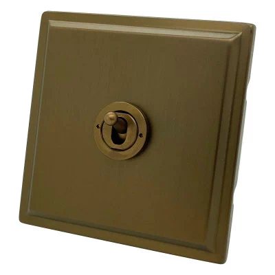 Art Deco Screwless Bronze Antique Intermediate Toggle Switch and Toggle Switch Combination