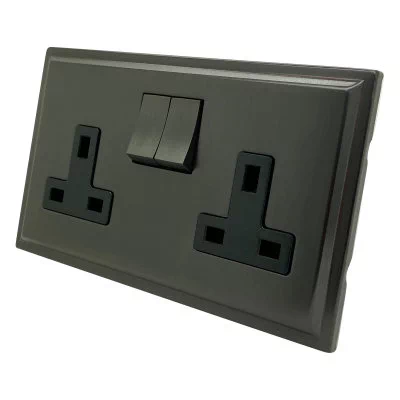 Art Deco Screwless Cocoa Bronze Plug Socket with USB Charging