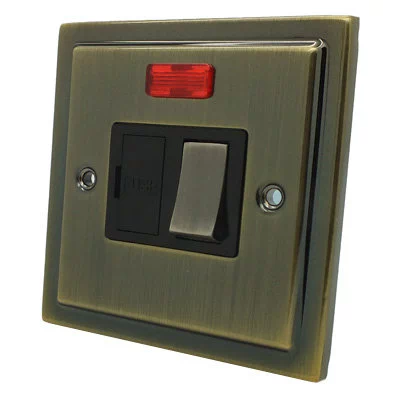 Art Deco Classic Antique Brass Switched Fused Spur