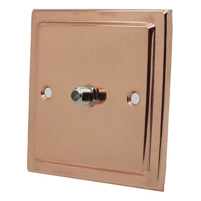 Art Deco Classic Polished Copper Satellite Socket (F Connector)