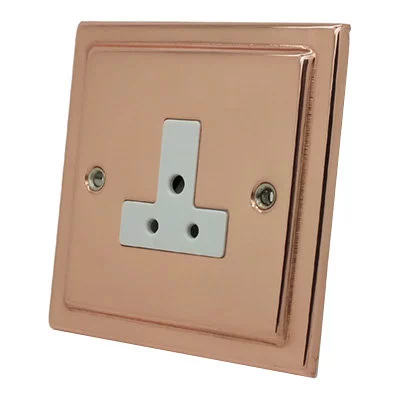 Art Deco Classic Polished Copper Round Pin Unswitched Socket (For Lighting)