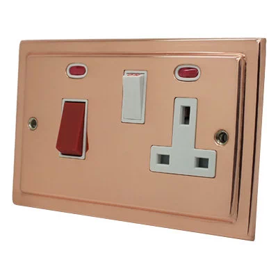 Art Deco Classic Polished Copper Cooker Control (45 Amp Double Pole Switch and 13 Amp Socket)