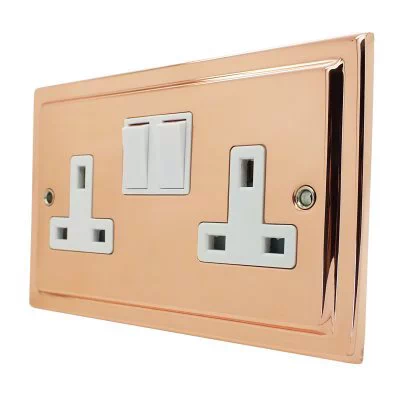 Art Deco Classic Polished Copper Switched Plug Socket