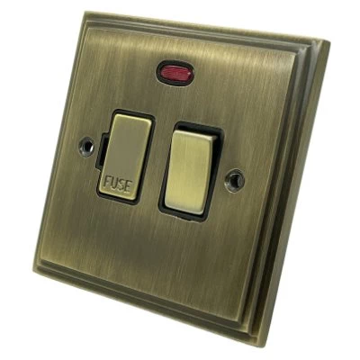 Art Deco Supreme Antique Brass Switched Fused Spur