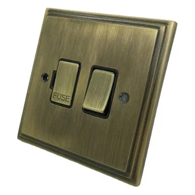 Art Deco Supreme Antique Brass Switched Fused Spur