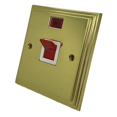 Art Deco Supreme Polished Brass Cooker (45 Amp Double Pole) Switch