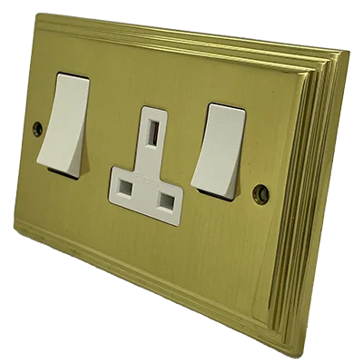 Art Deco Supreme Polished Brass Cooker Control (45 Amp Double Pole Switch and 13 Amp Socket)