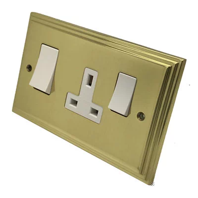 Art Deco Supreme Polished Brass Cooker Control (45 Amp Double Pole Switch and 13 Amp Socket)