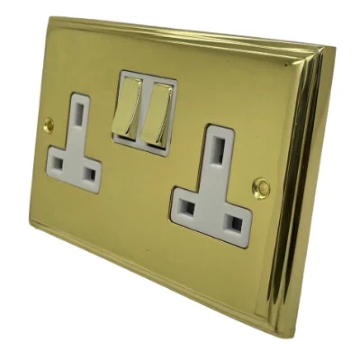Art Deco Supreme Polished Brass Switched Plug Socket