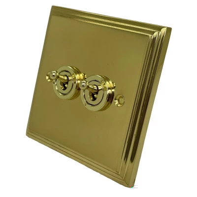 Art Deco Supreme Polished Brass Toggle (Dolly) Switch