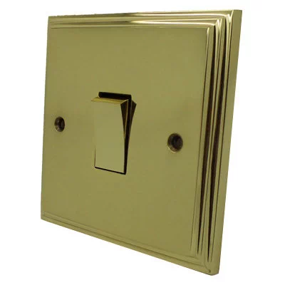 Art Deco Supreme Polished Brass Round Pin Unswitched Socket (For Lighting)