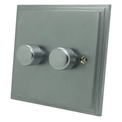 Art Deco Supreme Satin Chrome LED Dimmer and Push Light Switch Combination