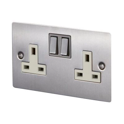 Studio Satin Stainless Switched Plug Socket