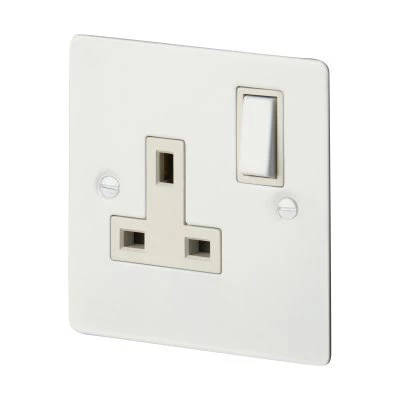 Studio White Switched Plug Socket