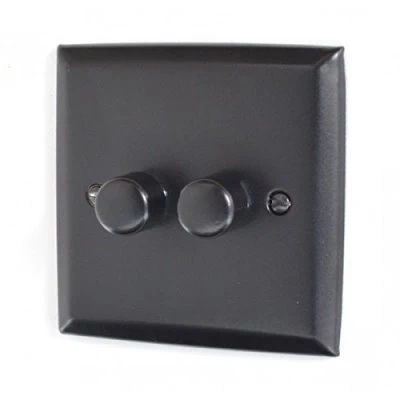 Black LED Dimmer and Push Light Switch Combination