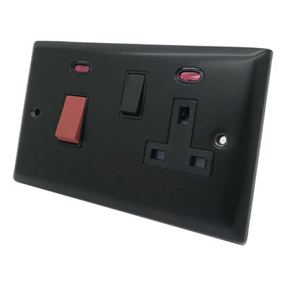 Black Cooker Control (45 Amp Double Pole Switch and 13 Amp Socket)