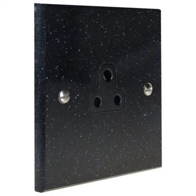 Black Granite / Polished Stainless Round Pin Unswitched Socket (For Lighting)