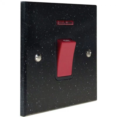 Black Granite / Polished Stainless Cooker (45 Amp Double Pole) Switch