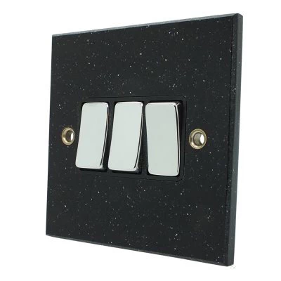 Black Granite / Polished Stainless Light Switch