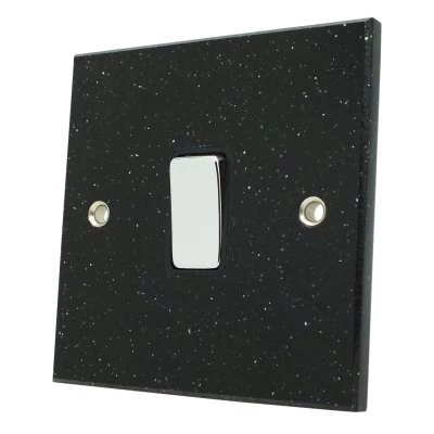 Black Granite / Polished Stainless Plug Socket with USB Charging