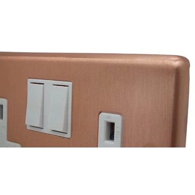 Classic Brushed Copper Switched Plug Socket