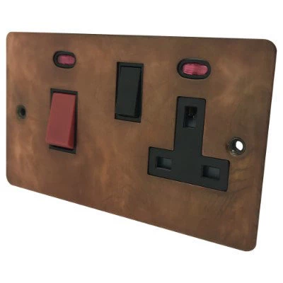 Burnished Flat Burnished Copper Cooker Control (45 Amp Double Pole Switch and 13 Amp Socket)