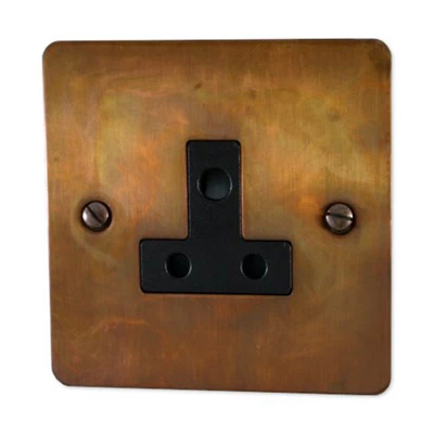 Burnished Flat Burnished Copper Round Pin Unswitched Socket (For Lighting)