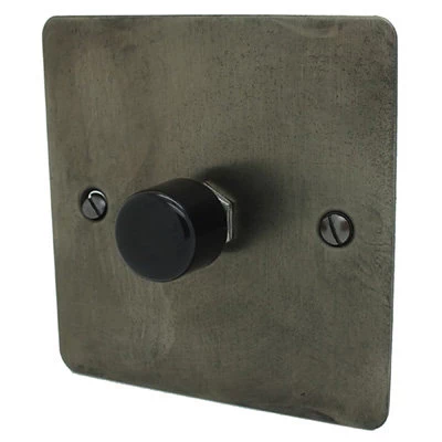 Burnished Flat Burnished Pewter LED Dimmer and Push Light Switch Combination