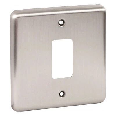 Warwick Grid Brushed Steel Sockets & Switches