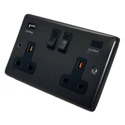 Classic Old Bronze Plug Socket with USB Charging