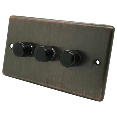 Classic Antique Copper LED Dimmer and Push Light Switch Combination