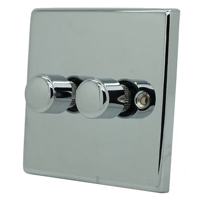 Classic Polished Chrome LED Dimmer and Push Light Switch Combination