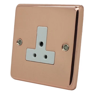Classic Polished Copper Round Pin Unswitched Socket (For Lighting)