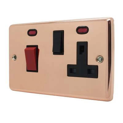 Classic Polished Copper Cooker Control (45 Amp Double Pole Switch and 13 Amp Socket)