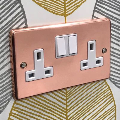 Classic Polished Copper Switched Plug Socket